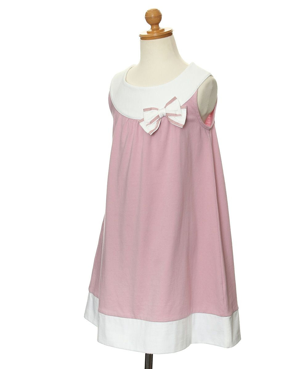 100 % cotton A -line dress with ribbon Pink torso