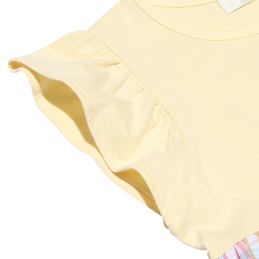 Children's clothing girl check pattern switching One -piece yellow (04) Design point 1