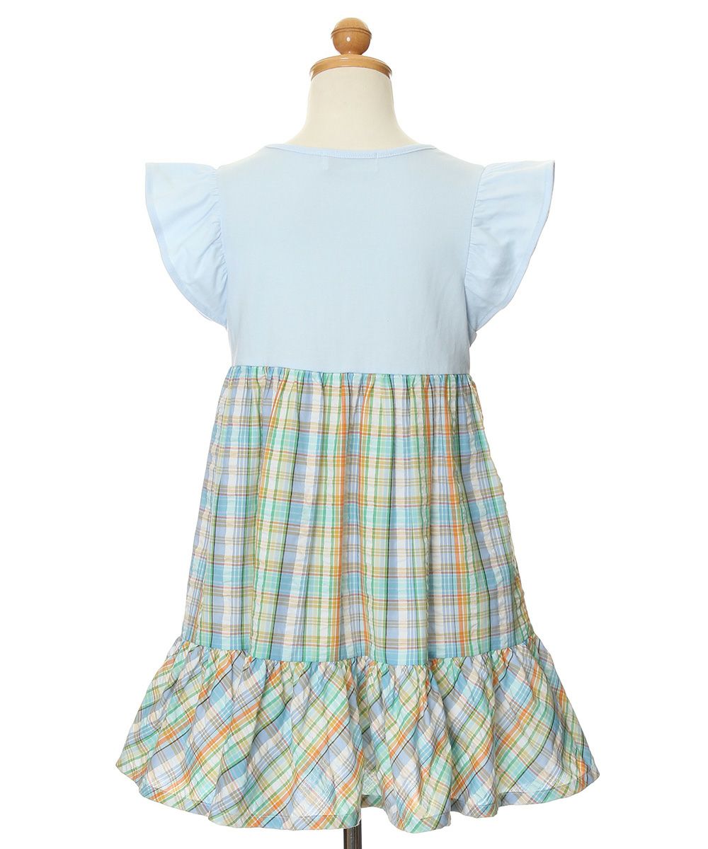 Children's clothing girl check pattern switching dress with frills (61) torso