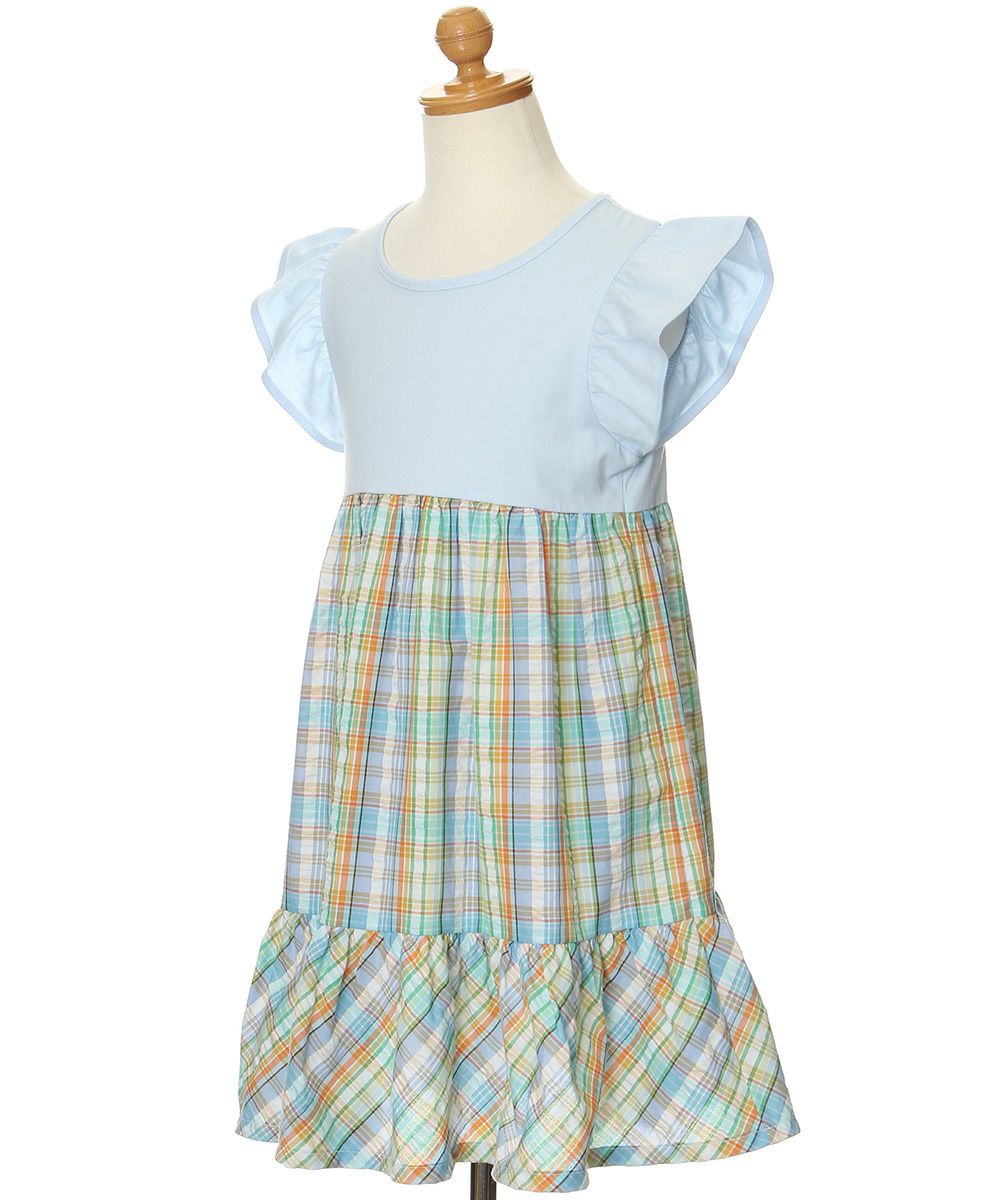 Children's clothing girl check pattern switching dress with frills (61) torso