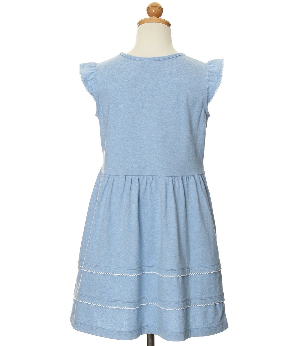 Children's clothing girl 100 % frilled hem pico lace dress blue (61) torso