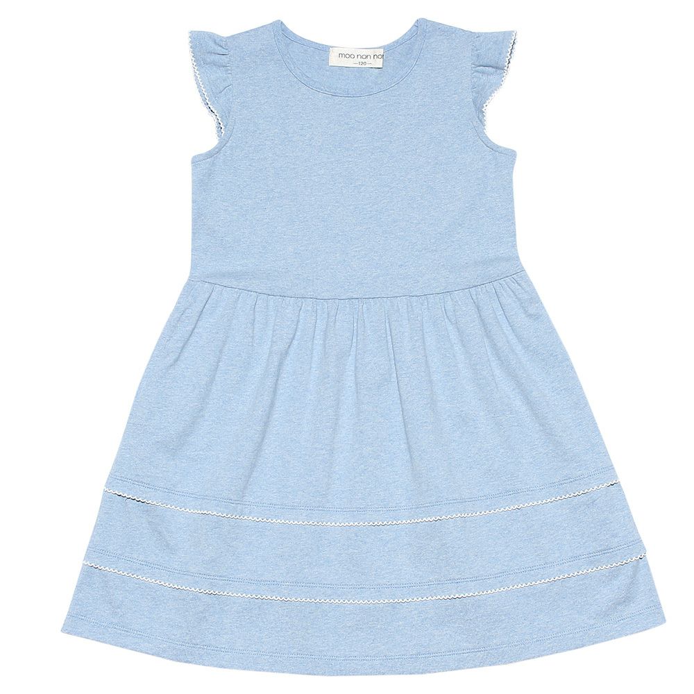 Children's clothing girl 100 % frilled hem pico lace dress blue (61) front