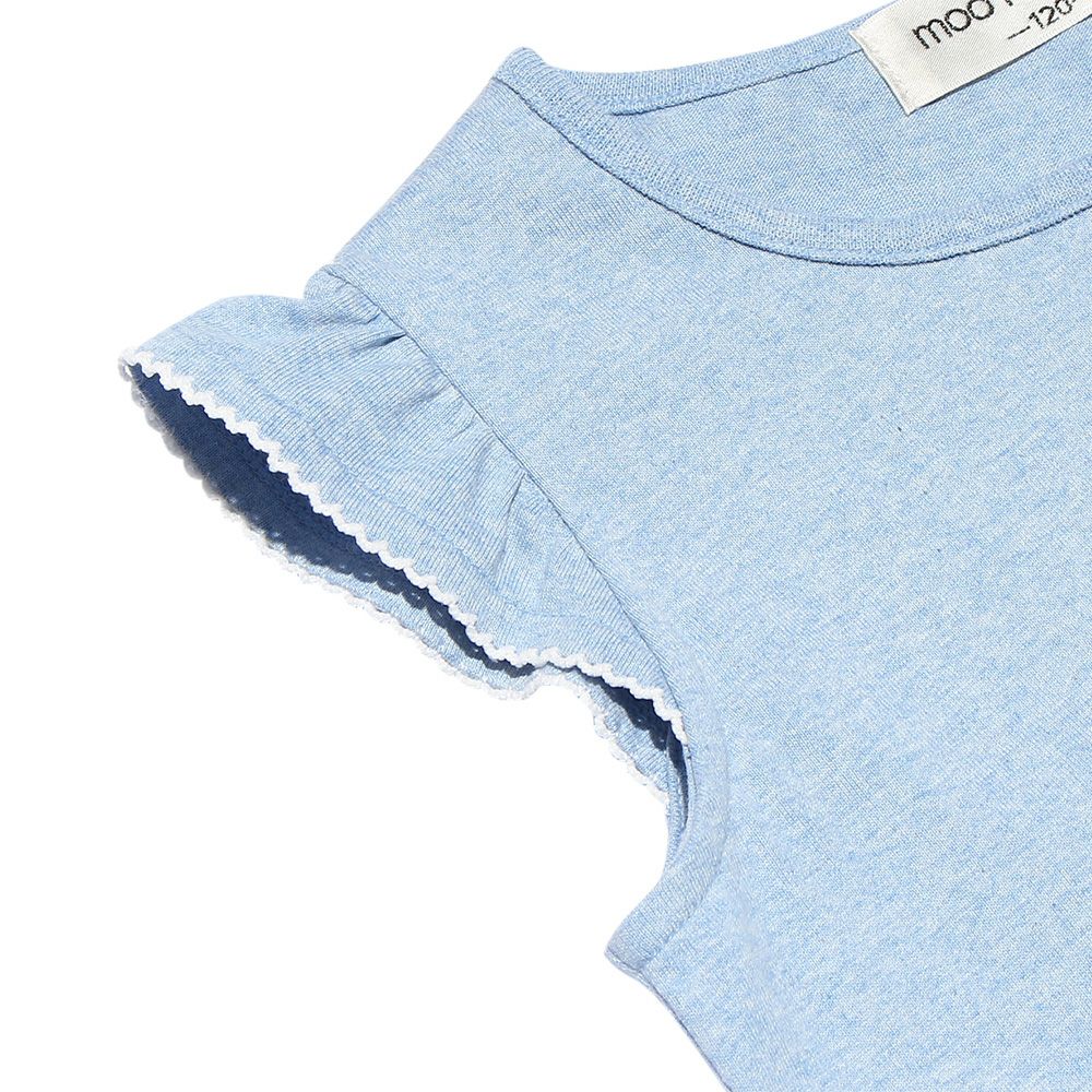 Children's clothing girl 100 % frilled hem pico lace dress blue (61) Design point 1