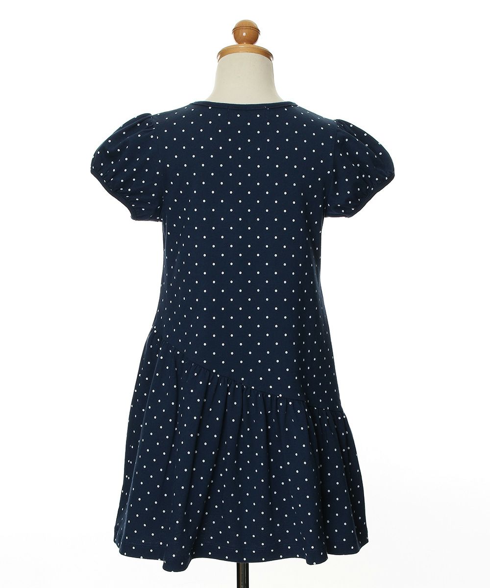 100 % cotton polka dot dress with musical note embroidery Navy torso