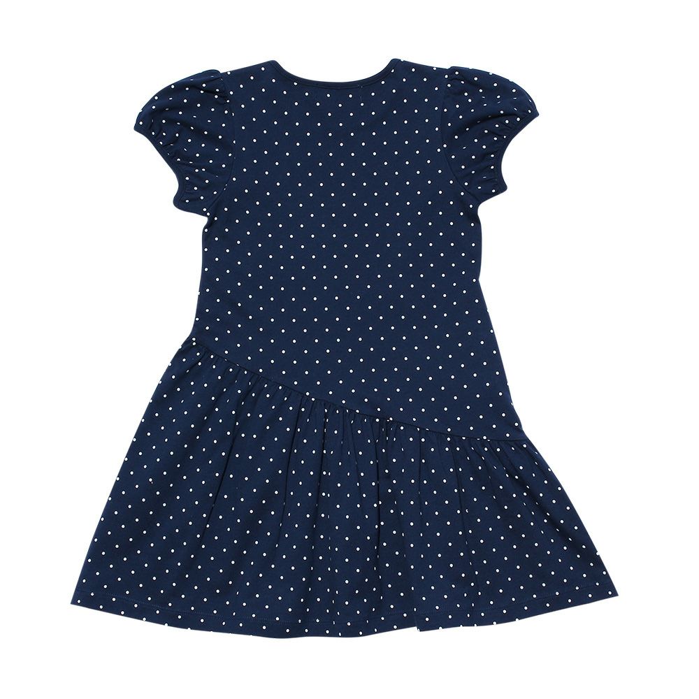 100 % cotton polka dot dress with musical note embroidery Navy back