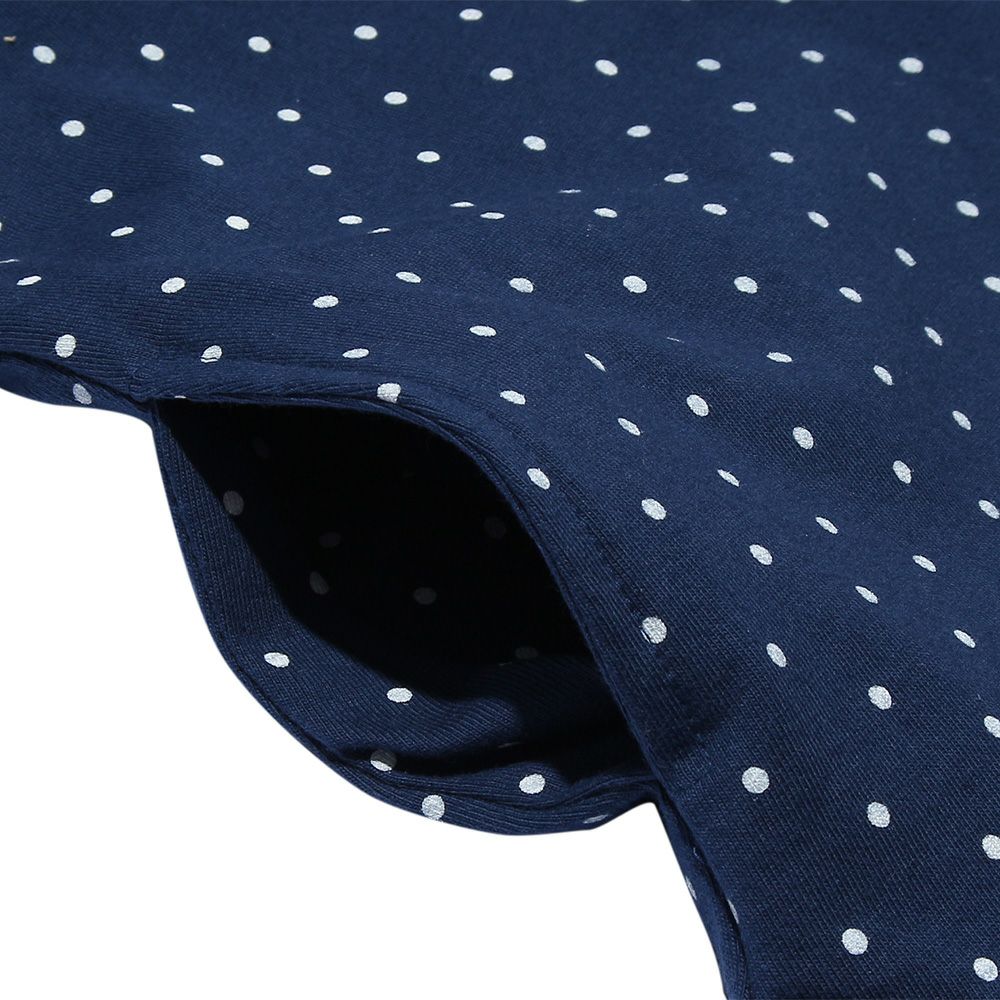 100 % cotton polka dot dress with musical note embroidery Navy Design point 2