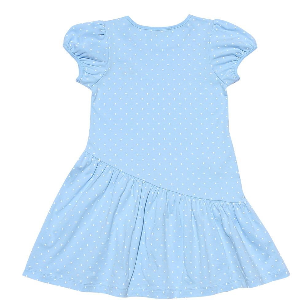 100 % cotton polka dot dress with musical note embroidery Blue back