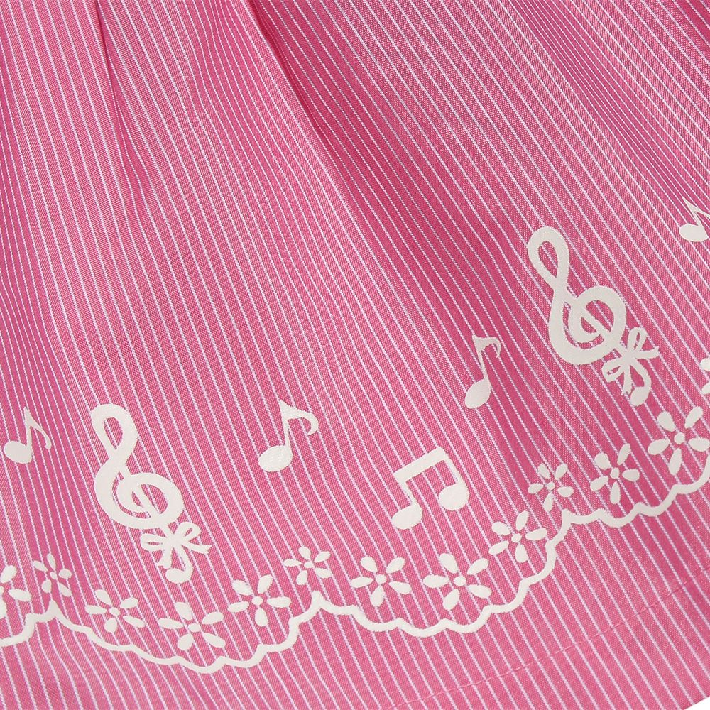 Baby Size Stripe Docking Dress with musical notes print with collar Pink Design point 2