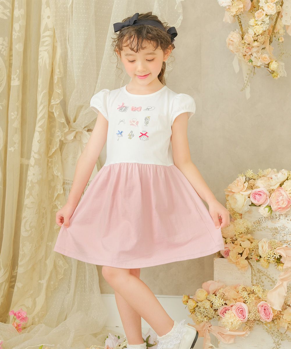 100 % cotton girls items print dress with ribbons  MainImage