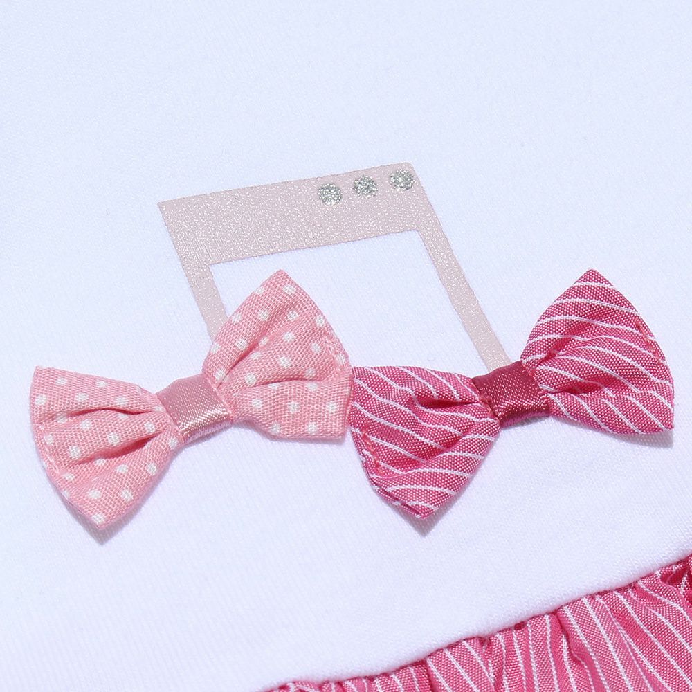 100 % cotton striped pattern switching docking dress Pink Design point 1