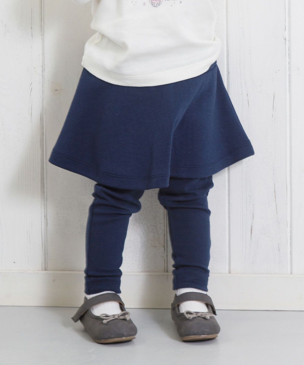 Baby Clothes Girl Baby Size Double Knit Skirt Spats Full Lings Scats Navy (06) Model Image Up