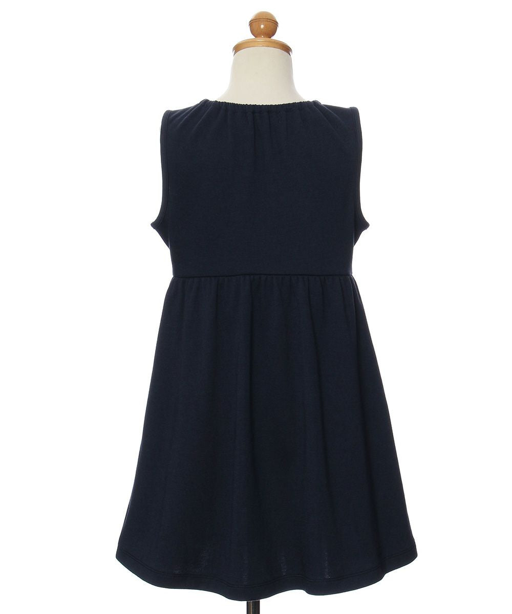 Gathered dress with double knit ribbon Navy torso