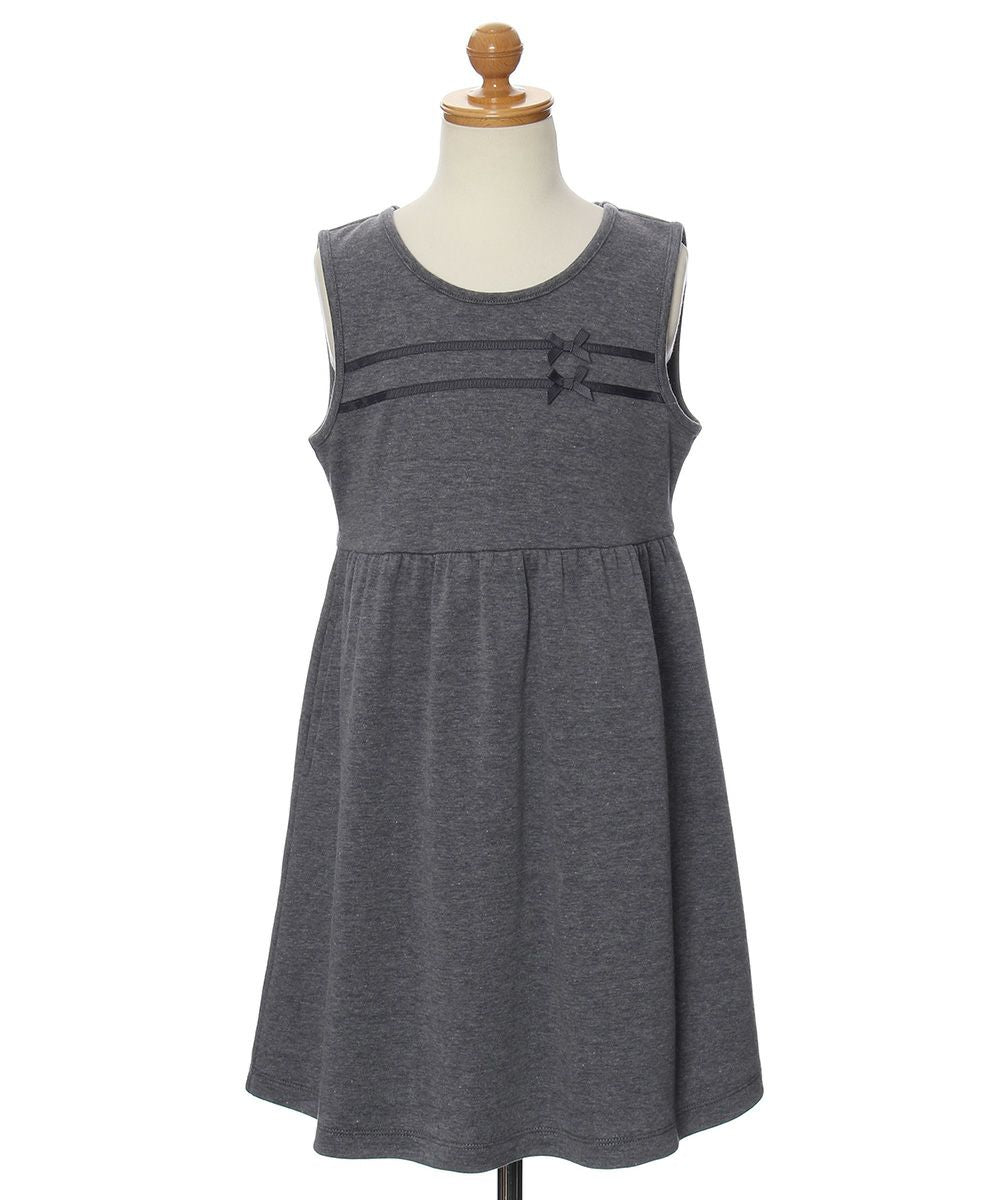 Gathered dress with double knit ribbon Misty Gray torso