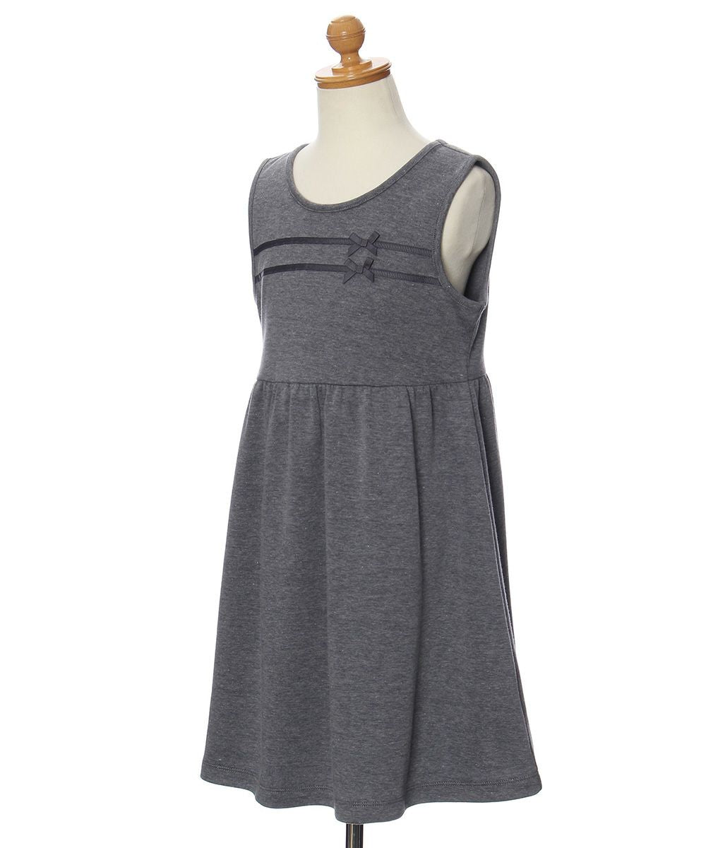 Gathered dress with double knit ribbon Misty Gray torso