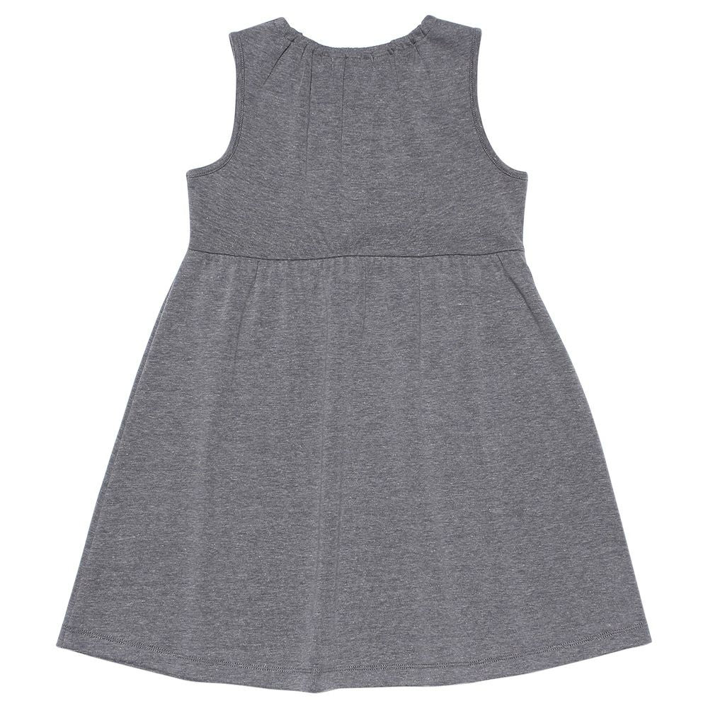 Gathered dress with double knit ribbon Misty Gray back