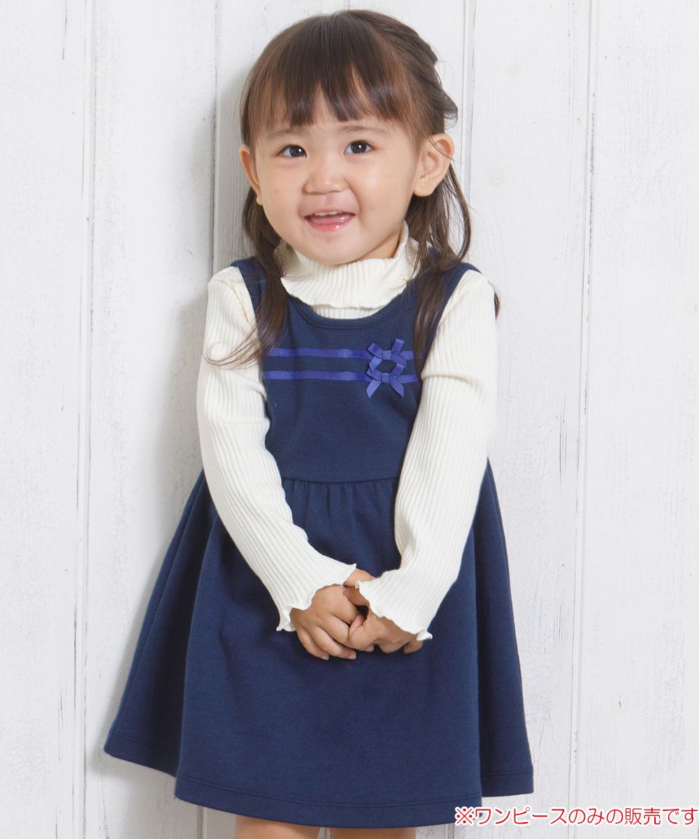 Double knit dress with baby size ribbon Navy model image up
