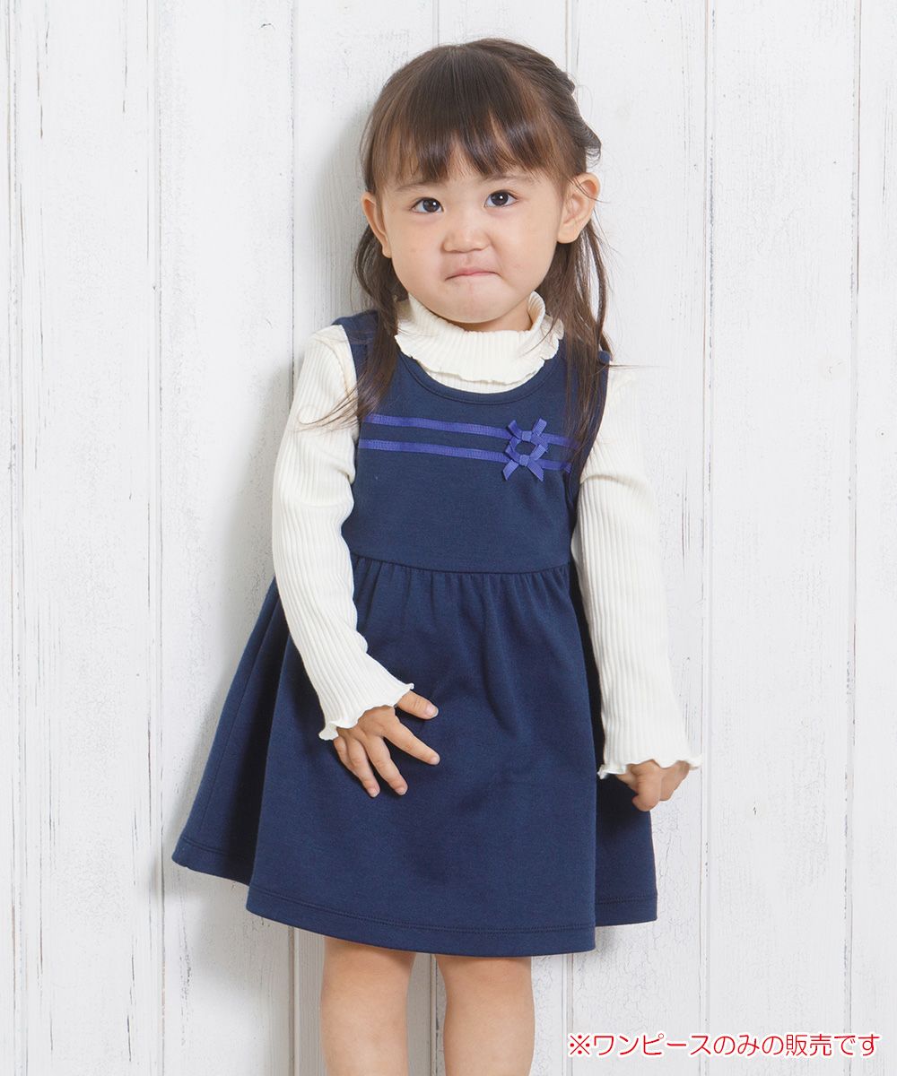Double knit dress with baby size ribbon Navy model image 1