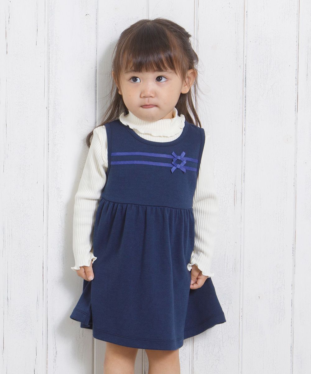 Double knit dress with baby size ribbon Navy model image 4