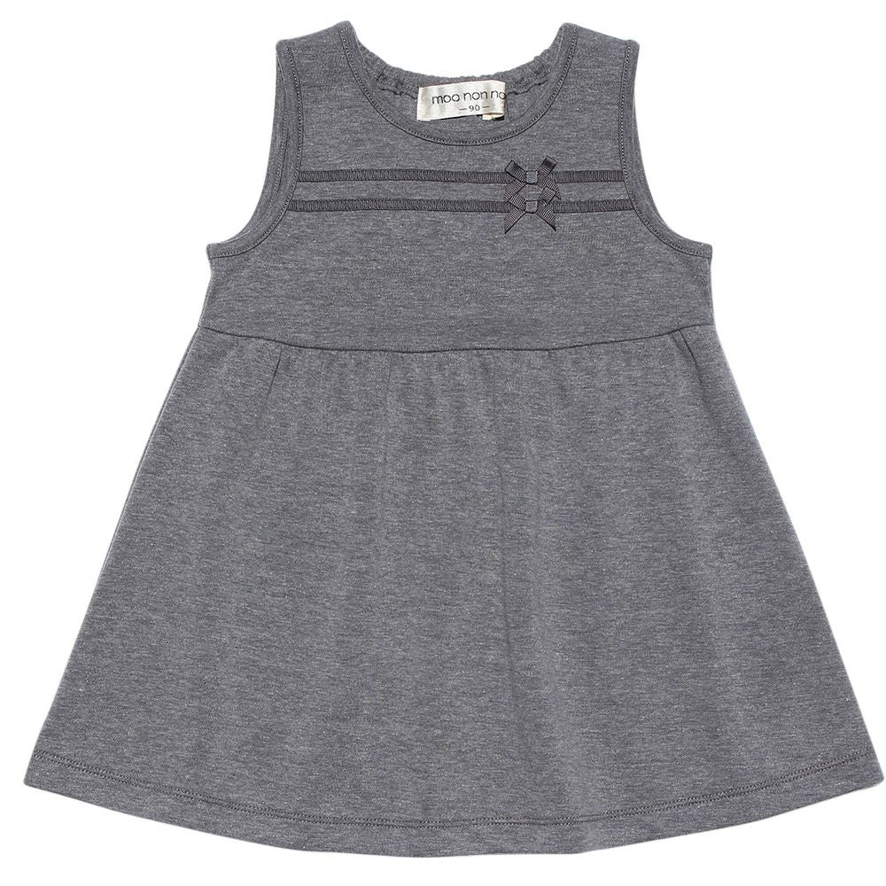 Double knit dress with baby size ribbon Misty Gray front