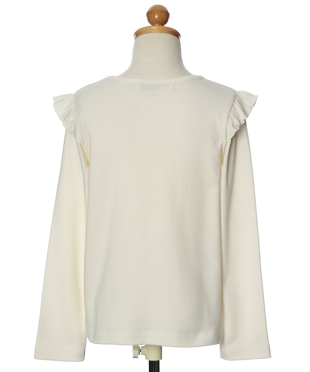 Children's clothing girl 100 % cotton girl & logo print frilled T -shirt off -white (11) Torso