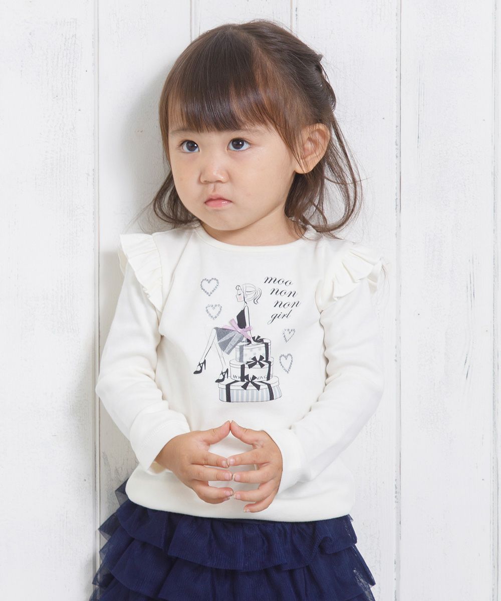 Baby clothes girl 100 % cotton baby size girl motif T -shirt off -white (11) Model image up