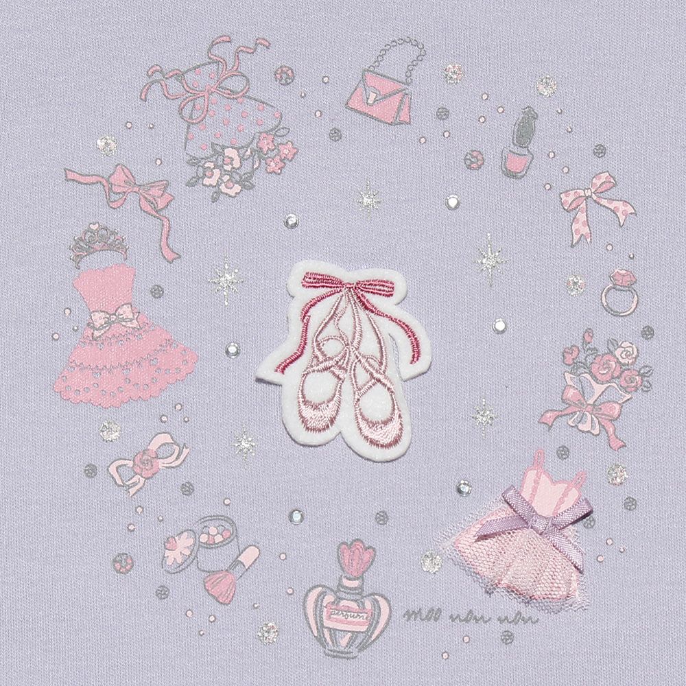 Baby clothes girl 100 % cotton baby size ballet motif T -shirt purple (91) Design point 1