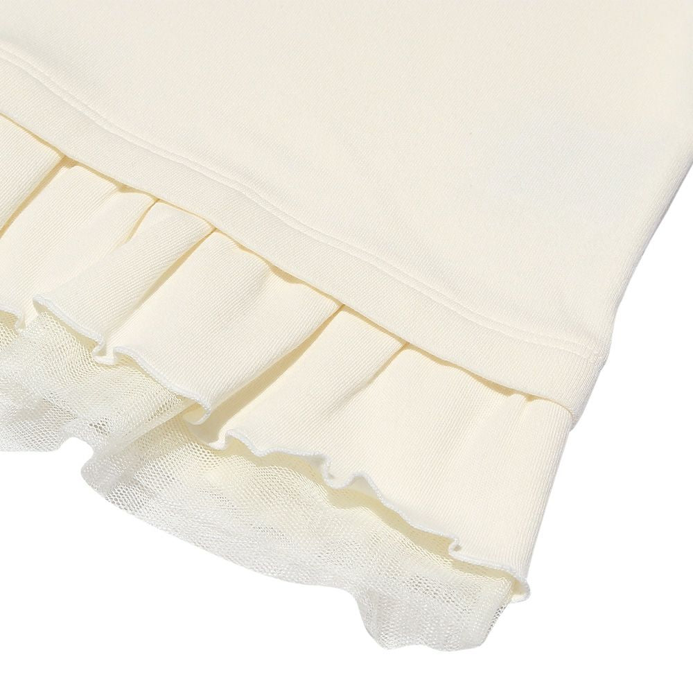 Children's clothing Girl Cat Print Tulle Frill T -shirt Off White (11) Design Point 2