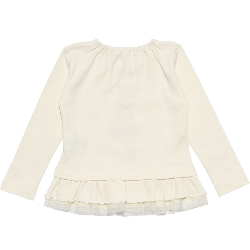 Baby Clothing Girl Baby Size Neko Print Tulle Frill T -shirt Off White (11) Back