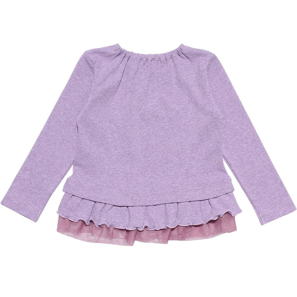 Baby Clothing Girl Baby Size Neko Print Tulle Frill T -shirt Purple (91) back