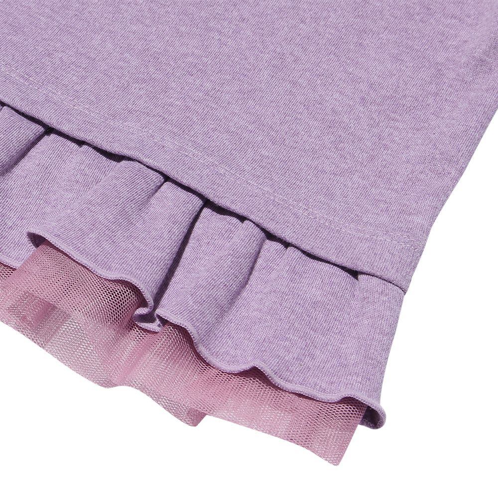 Baby Clothing Girl Baby Size Neko Print Tulle Frill T -shirt Purple (91) Design Point 2