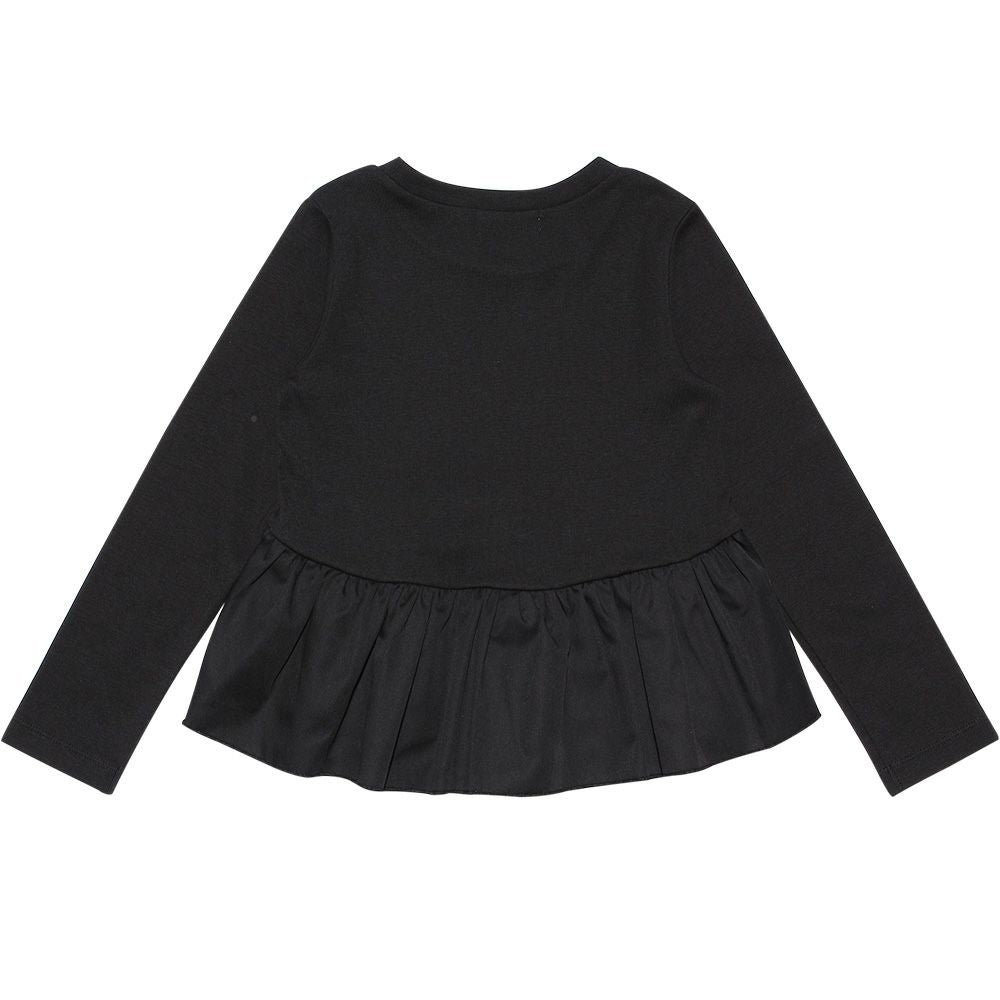 Gather frill T -shirt with ribbon Black back