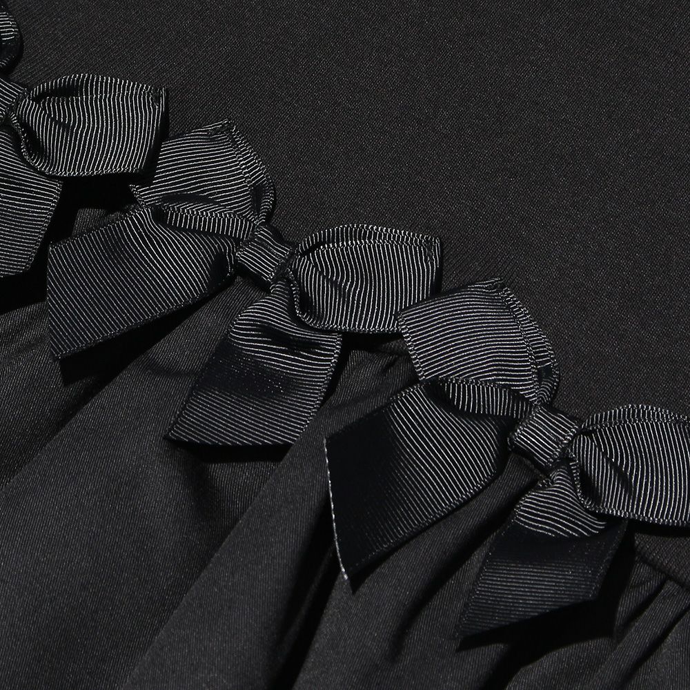 Gather frill T -shirt with ribbon Black Design point 1