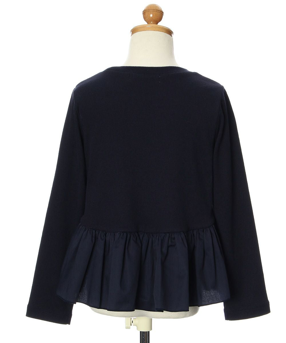 Gather frill T -shirt with ribbon Navy torso