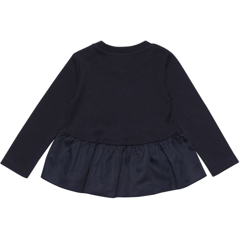 Gather frill T -shirt with baby size ribbon Navy back
