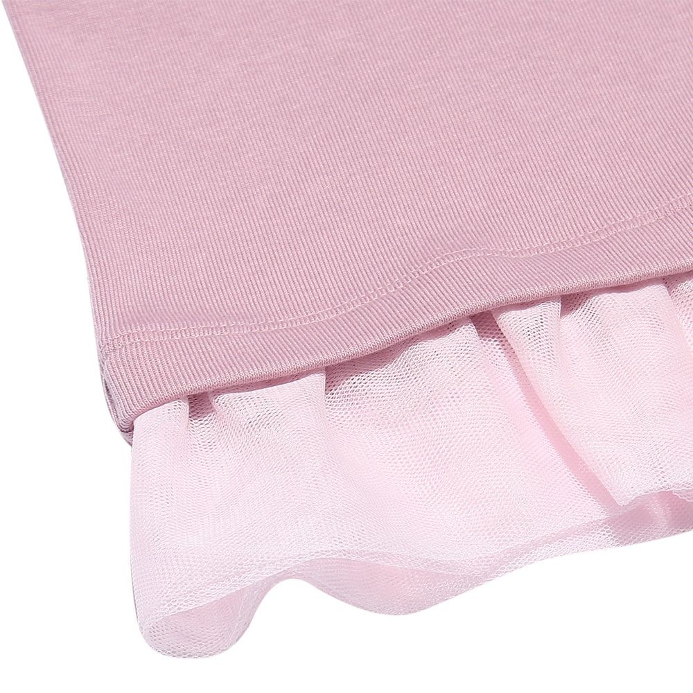 Children's clothing Girls' Concert Motif with motif tulle frill T -shirt pink (02) Design point 2