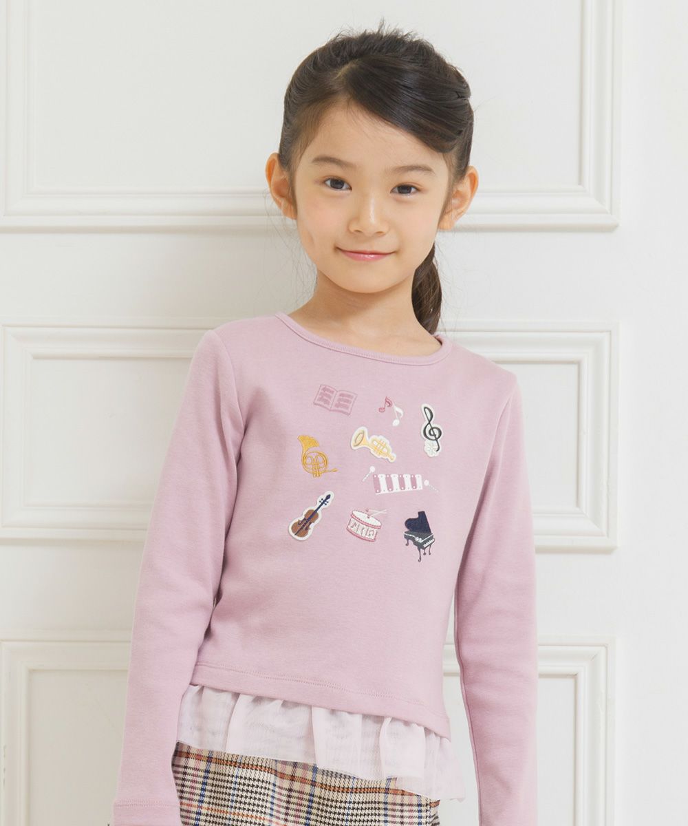 Children's clothing Girls' Development with motif tulle frill T -shirt pink (02) model image up