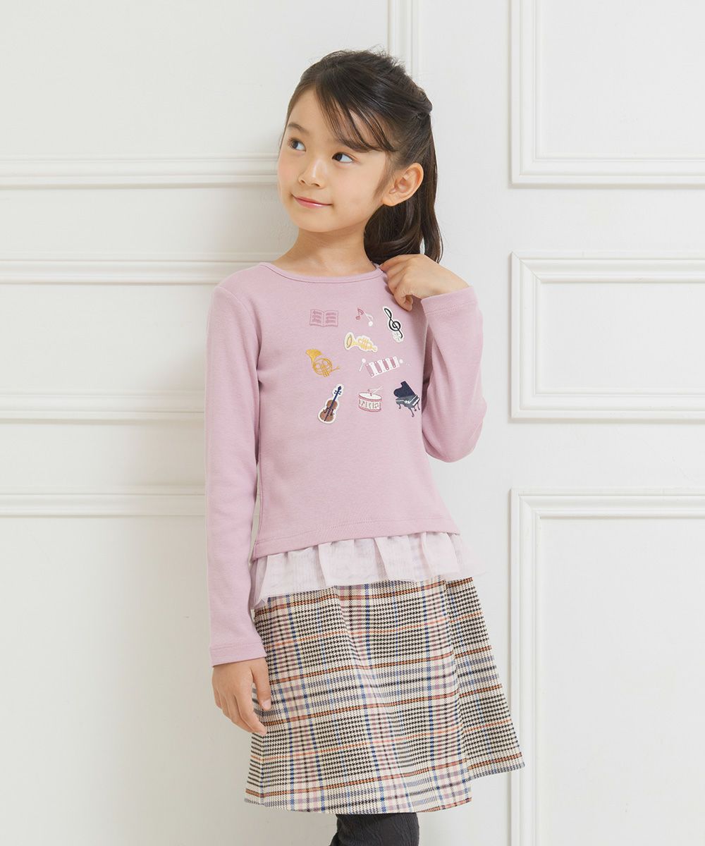 Children's clothing Girls' Development Motif with motif tulle frill T -shirt pink (02) model image 3