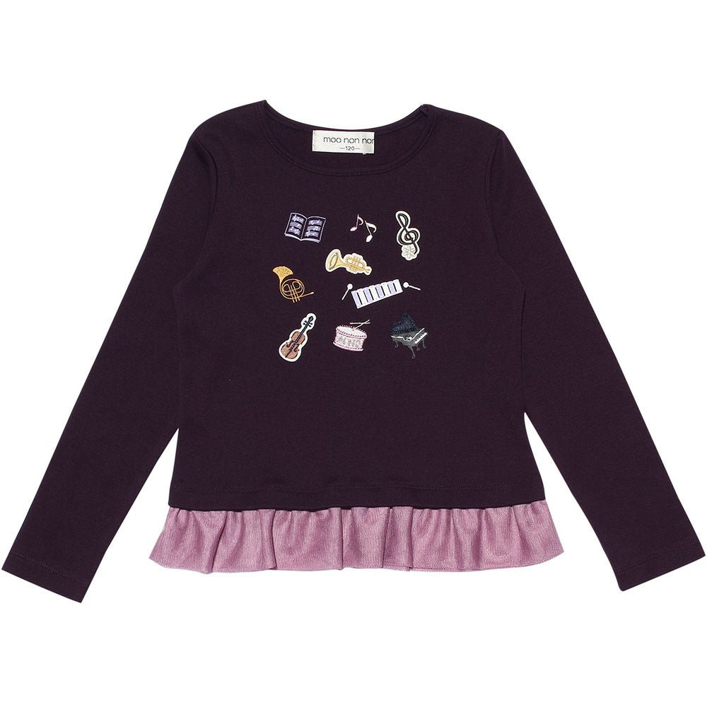 Children's clothing Girls' Otoko Motif with motif tulle frill T -shirt purple (91) front