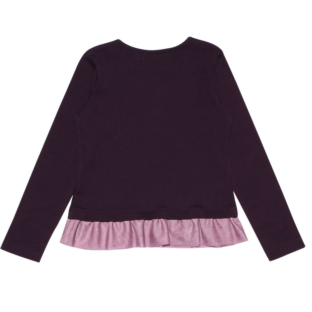 Children's clothing Girls' Otoko Motif with motif tulle frill T -shirt purple (91) back