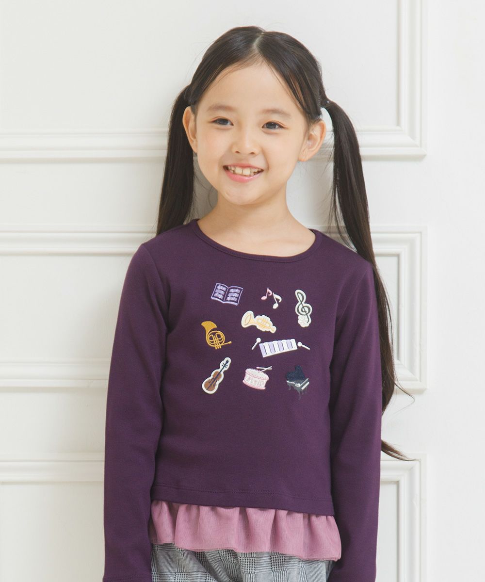Children's clothing Girls' Development Tulle Frill T -shirt Purple (91) Model image Up
