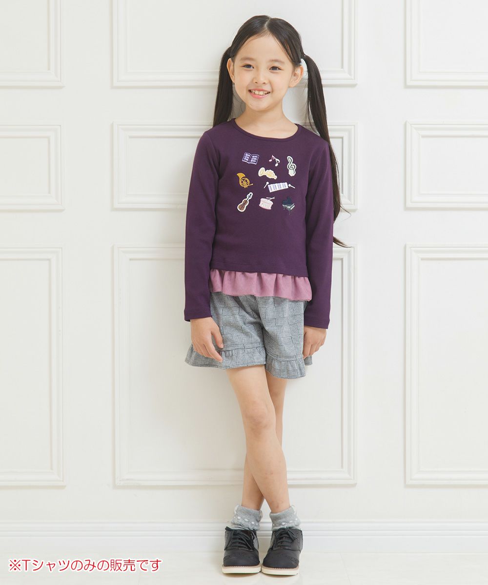 Children's clothing Girls' Otokai with motif tulle frill T -shirt purple (91) model image whole body