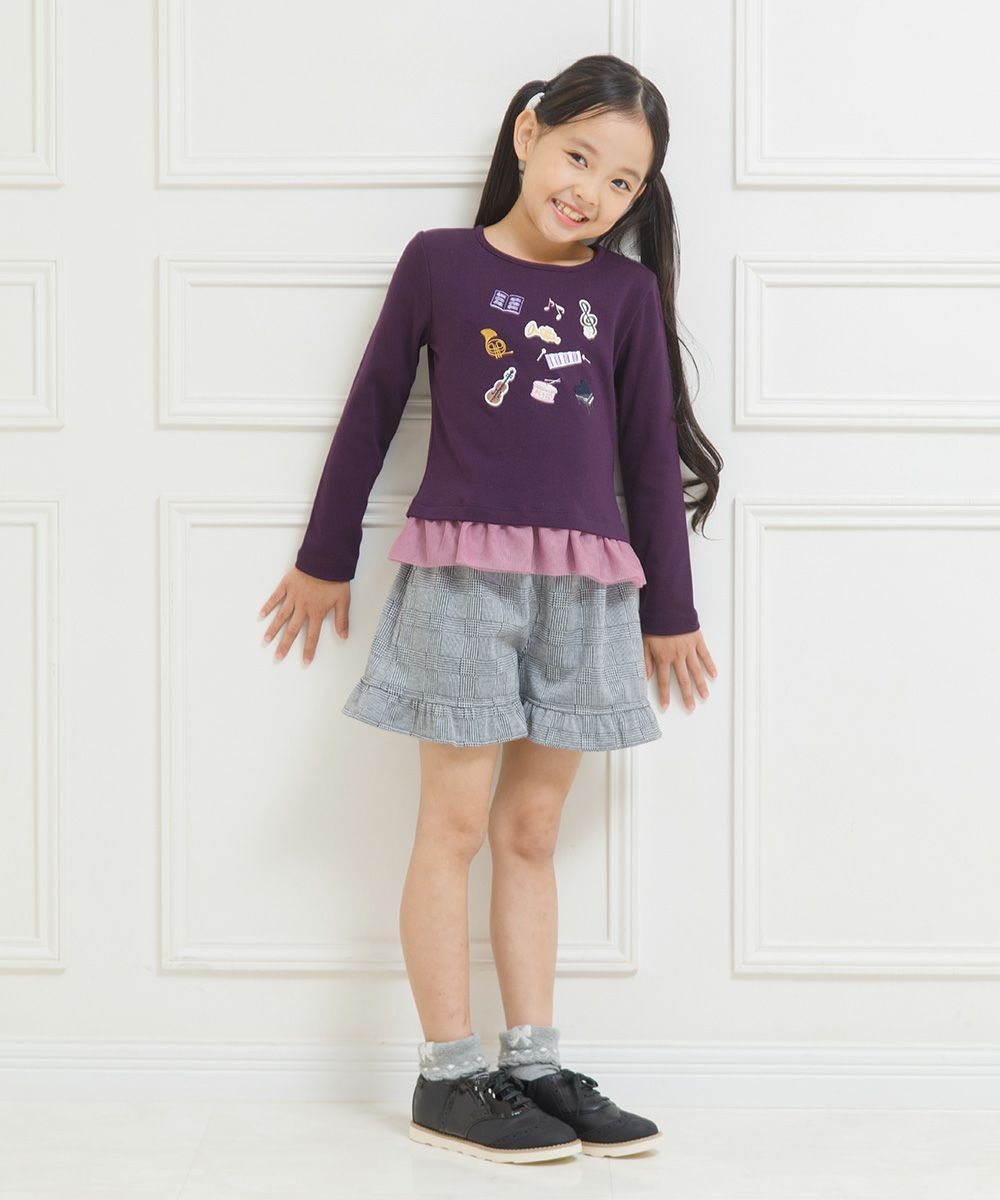 Children's clothing Girls' Development Motif with motif tulle frill T -shirt purple (91) model image 4