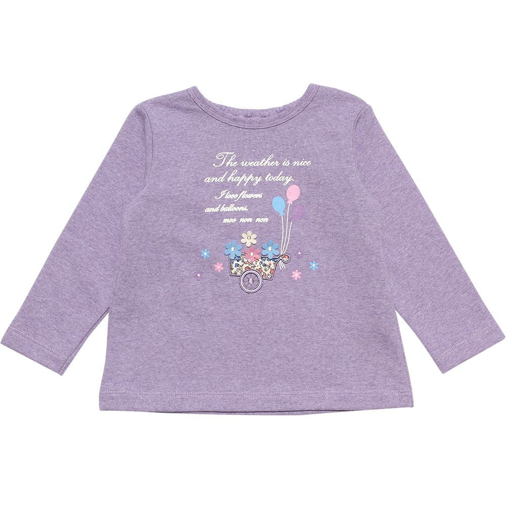 Baby Clothes Girl Baby Size Flowers Motif & Lame Print & Applike Back Trainer Purple (91) Front