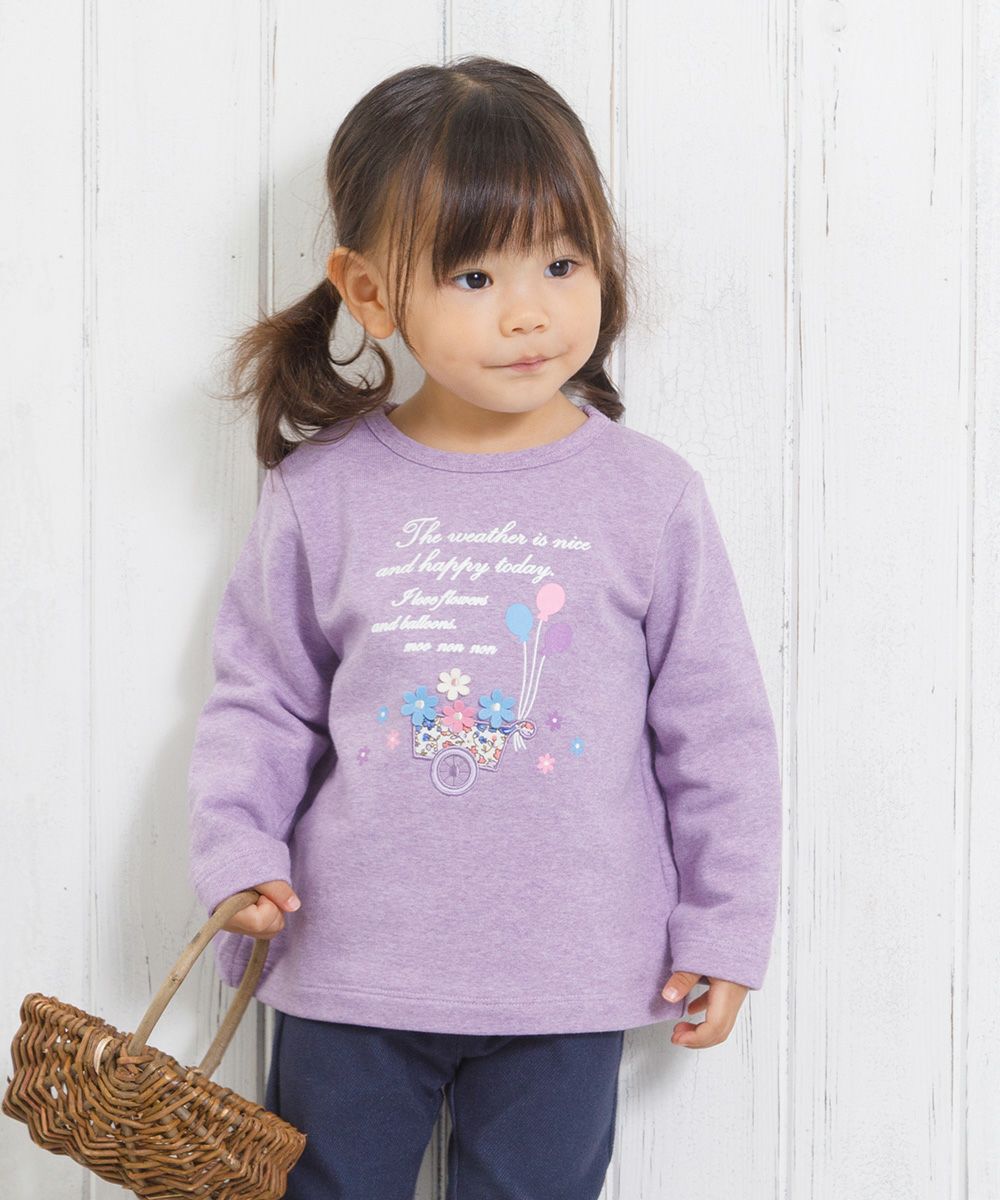 Baby Clothes Girl Baby Size Blossom Motif & Lame Print & Applike Back Trainer Purple (91) Model image Up