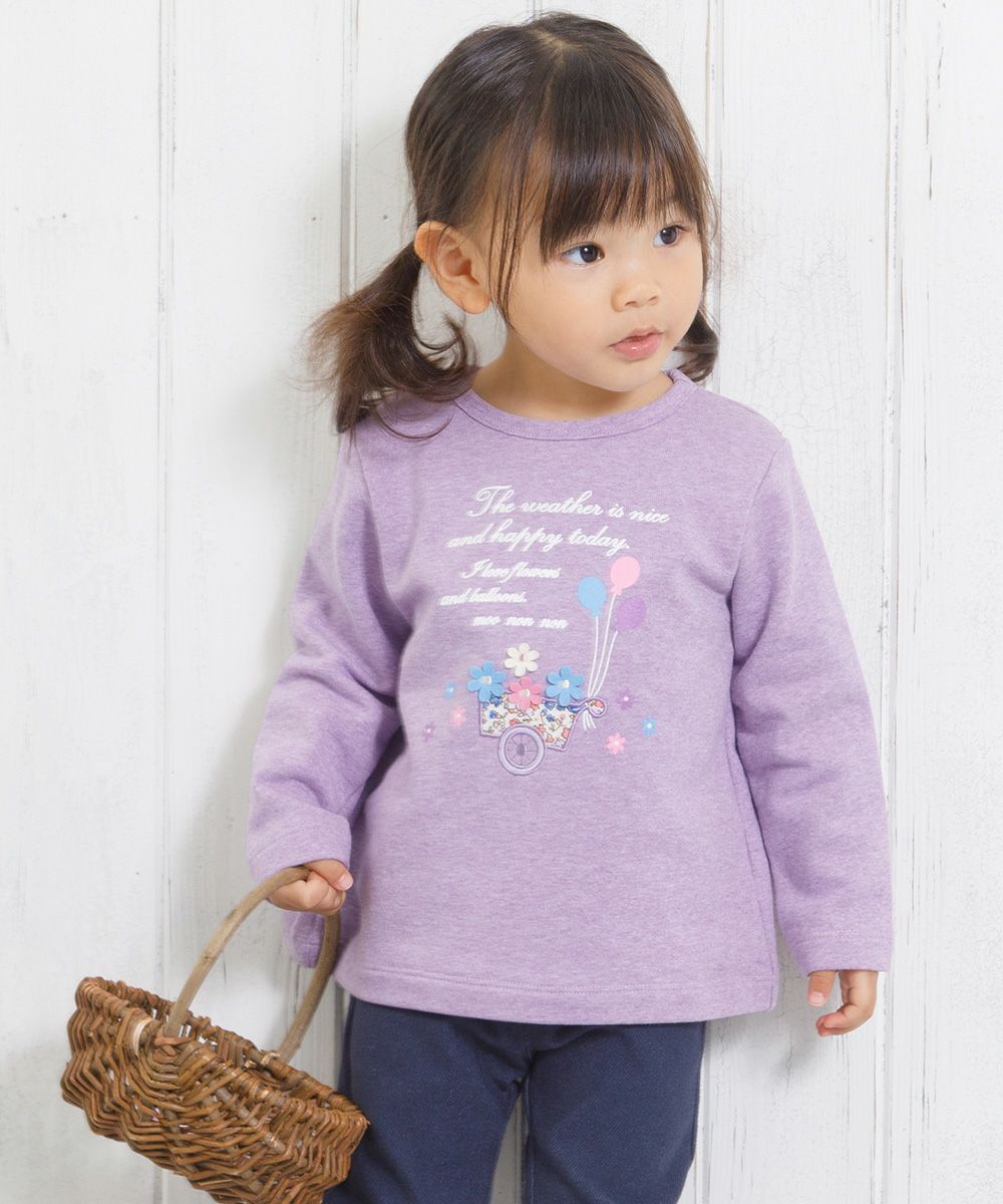 Baby Clothing Girl Baby Size Baby Motif & Lame Print & Applike Back Trainer Purple (91) Model Image 1