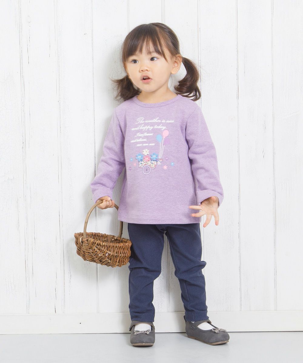 Baby Clothes Girl Baby Size Baby Motif & Lame Print & Applike Back Trainer Purple (91) Model Image 2