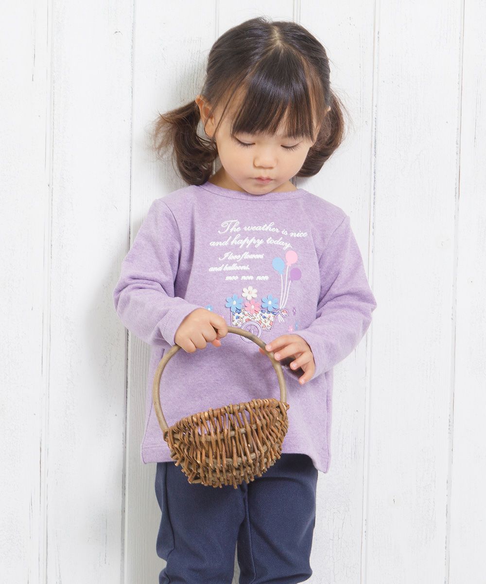 Baby Clothes Girl Baby Size Baby Motif & Lame Print & Applike Back Trainer Purple (91) Model Image 3