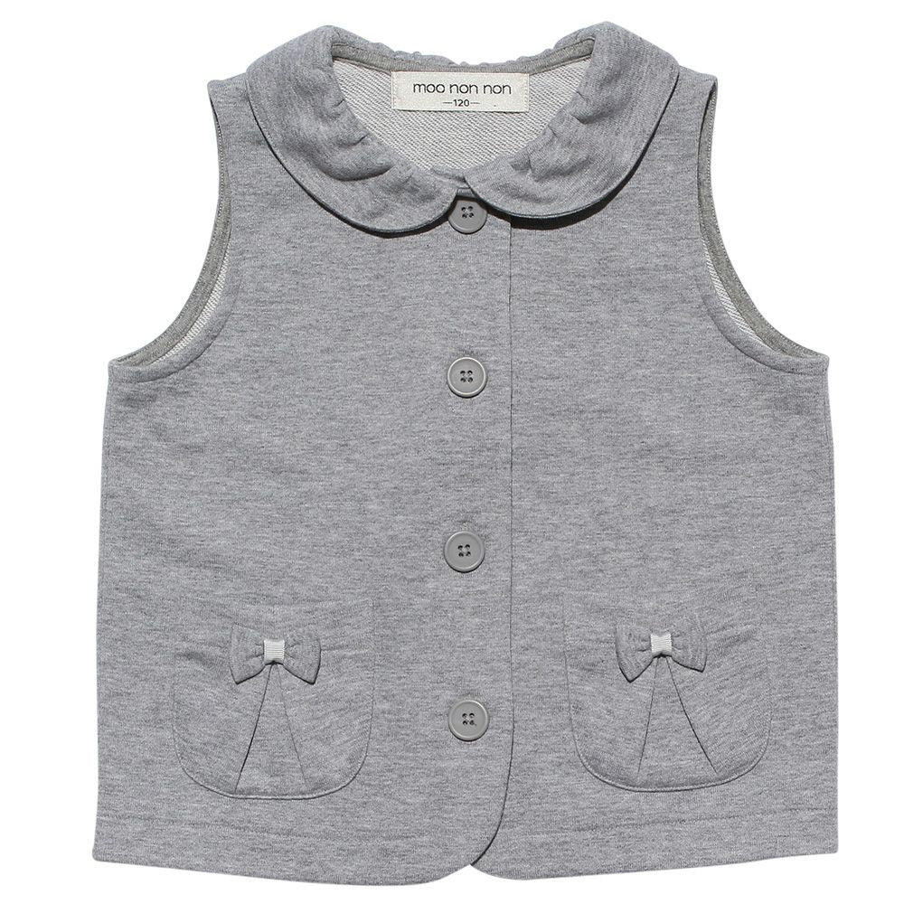 Children's clothing girl ribbon pocket with collar lining with collar best heather (92) front