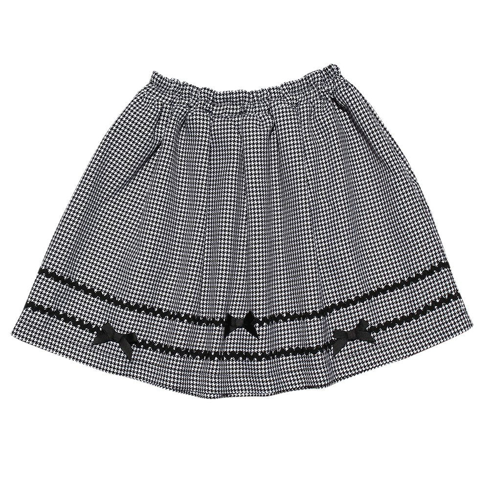 Children's clothing girl ribbon & tape staggered pattern skirt white x black (10) front