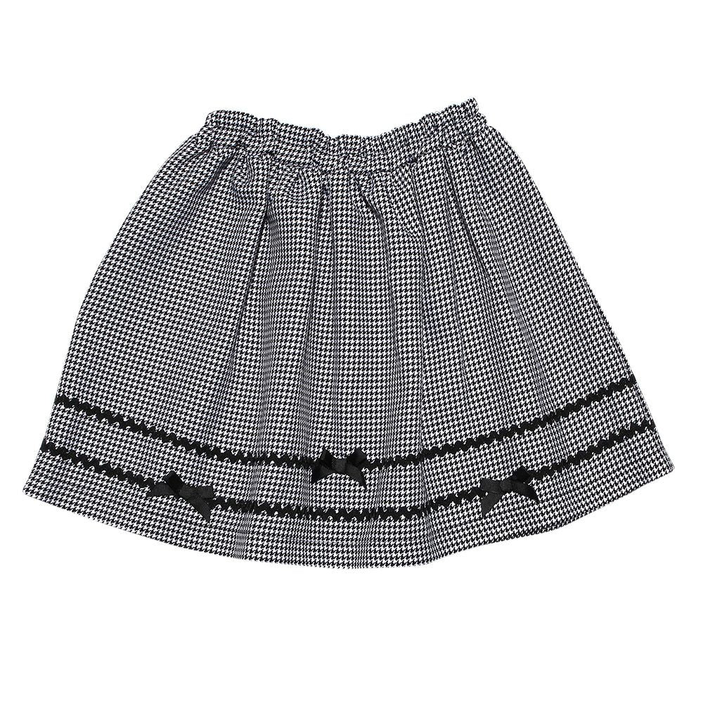 Children's clothing girl ribbon & tape staggered pattern skirt white x black (10) back